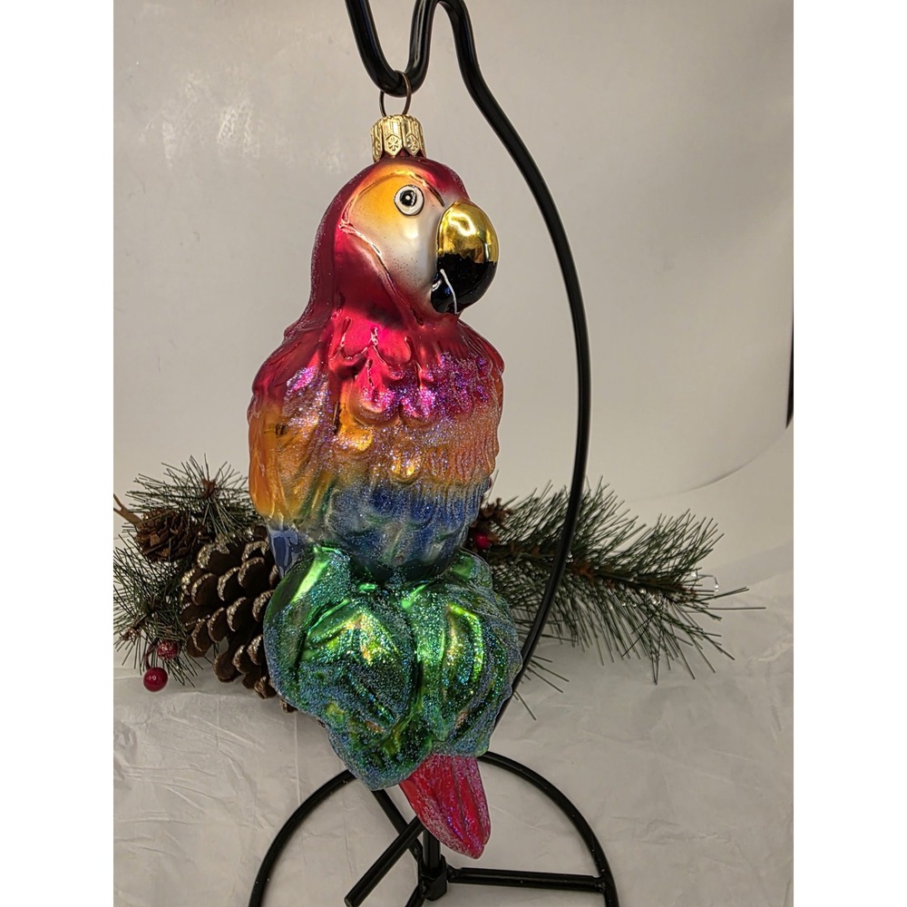 Christopher Radko Blue Amazon Parrot 99-174-0 1999 VTG Glass Ornament 7.5"